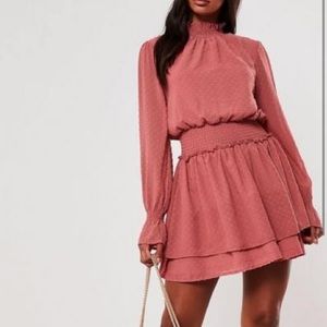 NWT Dobby High Neck Shirred Waist Dress sz 8